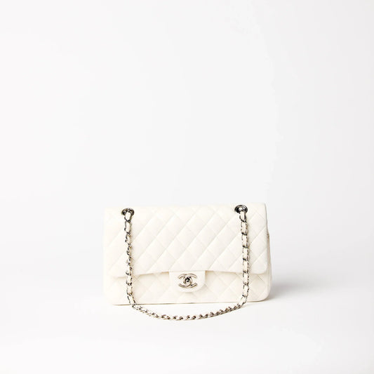 Geanta de Umar Chanel Classic Double Flap Alba