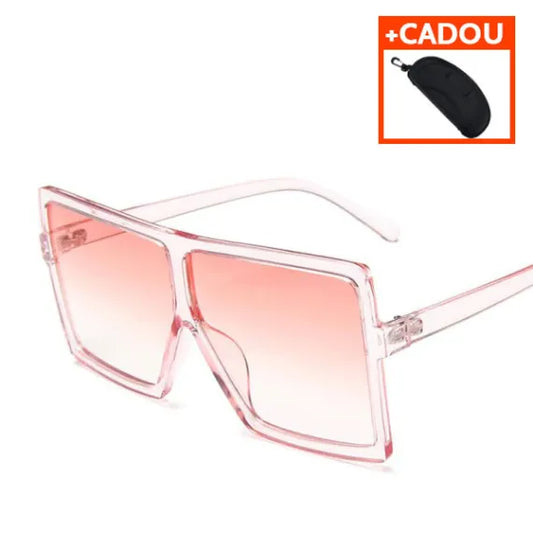 Ochelari de soare Oversize - Lentile pătrate, Roz